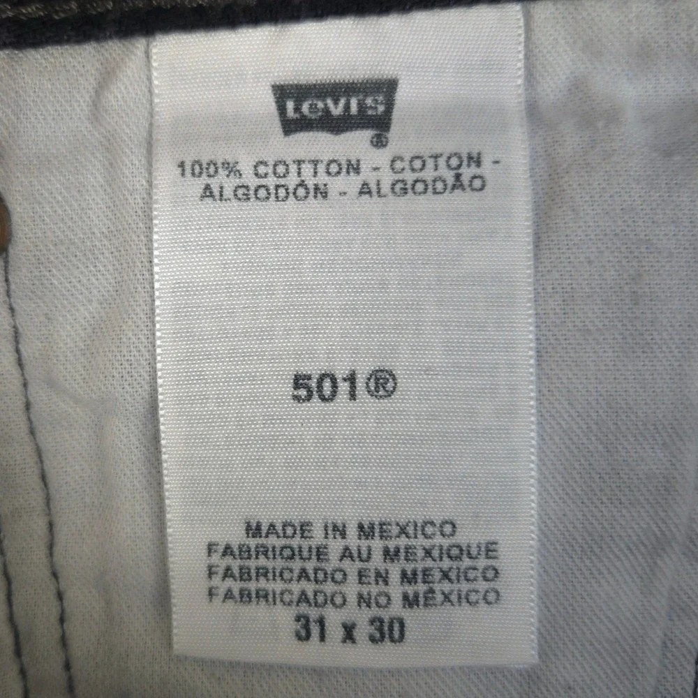 Levis 501 Original Fit Jeans Mens 31x30 Black Denim Straight Leg Button Fly